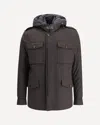 Moorer Isac Hooded Wool Field Jacket In Brown