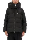 Moorer Quilted Coat Hood Drawstring Hem In Black