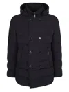 Moorer Double-breasted Hooded Quilted Down Jacket In Black