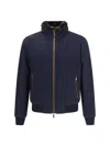 Moorer Padded Fleece Zip-up Jacket With Detachable Faux-fur Collar In Blue