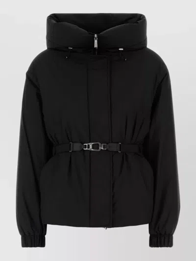Moorer Piumino Con Cintura In Vita E Cappuccio In Black