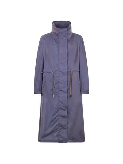 Moorer Drawstring Coat In Blue