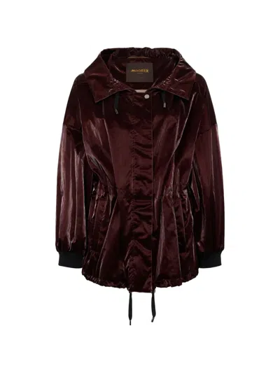 Moorer Drawstring-detail Jacket In Burgundy