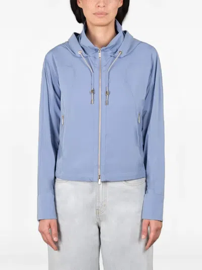 Moorer Drawstring Hooded Jacket In Blue