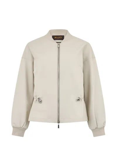 Moorer Drawstring Zip-up Jacket In Neutral