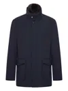 Moorer Short Jacket Featuring High Collar And Pockets In Blue