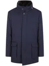Moorer Short Jacket Featuring High Collar And Pockets In Blue