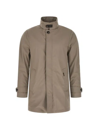 Moorer Duca High Collar Jacket Adjustable Cuffs In Brown