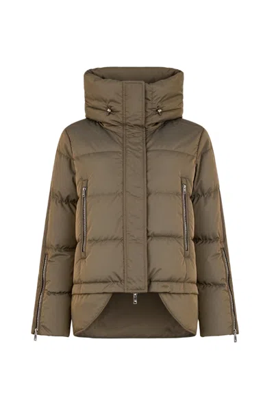 Moorer Ecateamc High Collar Cropped Down Jacket Gold In Green