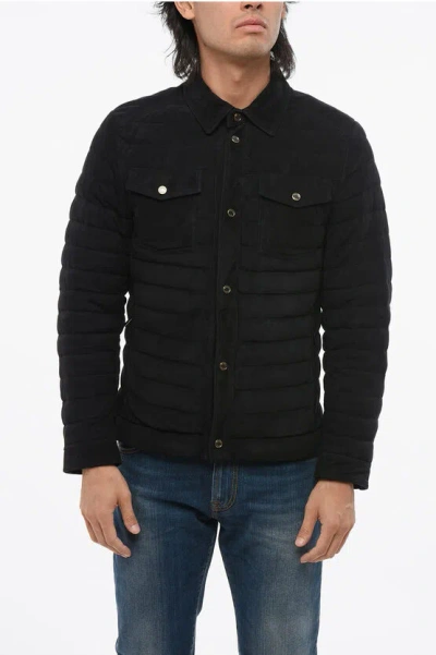 Moorer Eco-suede Crespi Quilted Down Jacket In Black