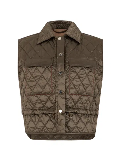 Moorer Ecuba-p Quilted Gilet In Brown