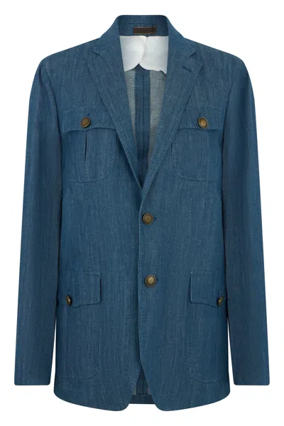 Moorer Elegant And Versatile Blue Denim Jacket