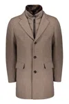 Moorer Elegant Beige Coat With Modern Collar In Brown