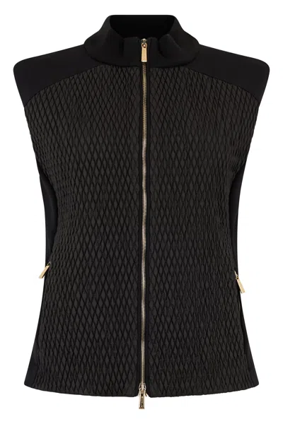 Moorer Elegant Black Vest, Practical And Versatile. In Blue