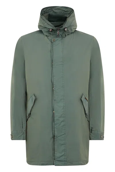 Moorer Elegant Green Parka With Adjustable Hood.