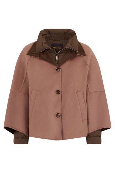Moorer Elegant Light Brown Down Jacket With A Refined Design.