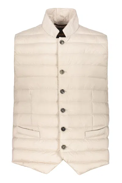 Moorer Elegant Lightweight Cream-colored Padded Vest In Neutral