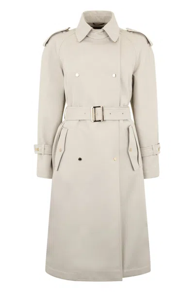 Moorer Elegant Sand Color Trench Coat With Belt And Buttons. In Neutral