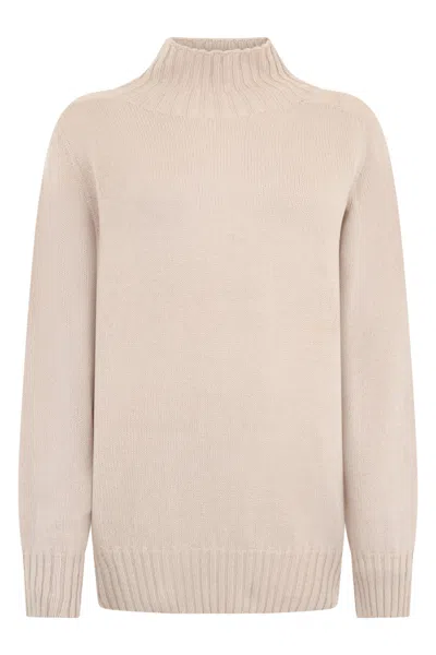 Moorer Elegant Sand-colored Sweater With High Collar. In Neutral