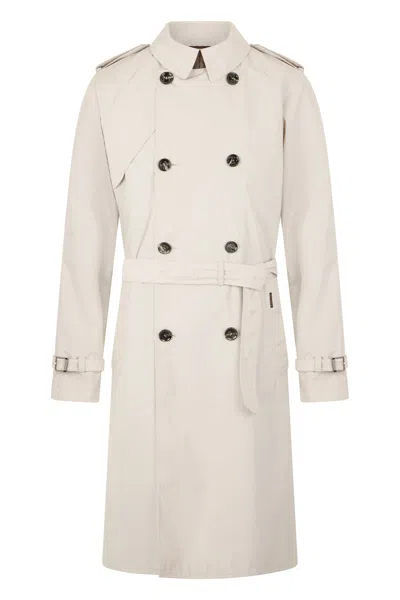 Moorer Elegant Sand-colored Trench Coat With Double-breasted Closure In Orange