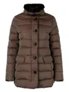Moorer Eletta Techno Fabric Down Jacket In Brown