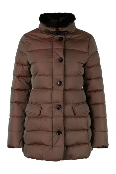Moorer Eletta Techno Fabric Down Jacket In Mud
