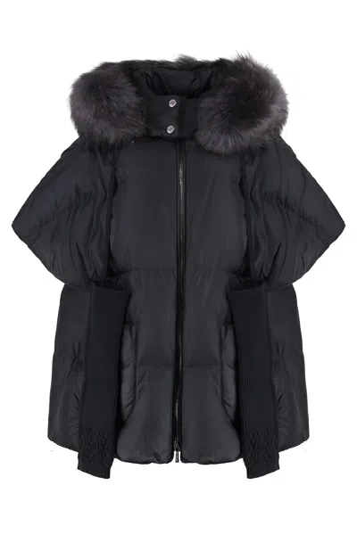 Moorer Elgine Fur Trimmed Hood Down Jacket In Black