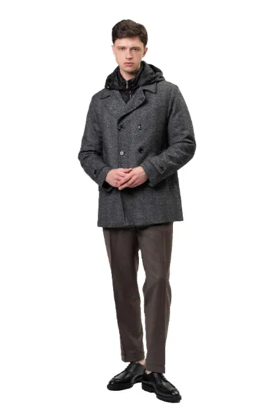 Moorer Eligio-le Detachable Hood Peacoat Nero In Gray