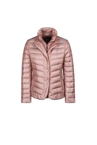 Moorer Elli-thc Stand Collar Short Down Jacket Deserto In Multi