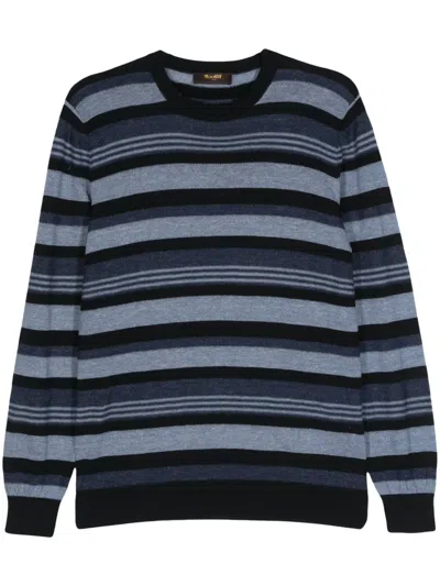 Moorer Elmer Striped Jumper In Blue