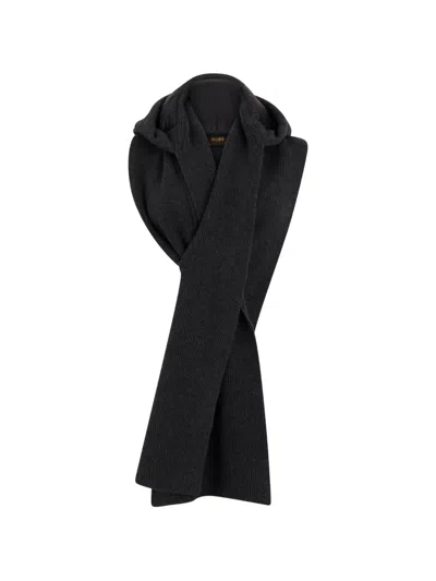 Moorer Eloise-cws Ribbed Hooded Scarf In Gray