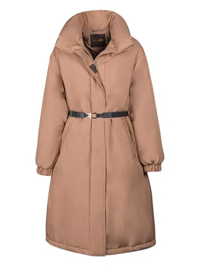 Moorer Eneida-stp Belted Padded Coat In Brown