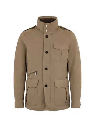 Moorer Epaulettes Flap-pocket Jacket In Brown