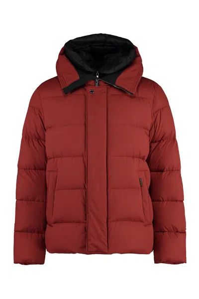 Moorer Erenio Hooded Short Down Jacket In Red