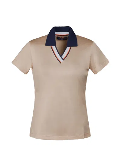 Moorer Esker-jcg V-neck Polo Shirt In Brown