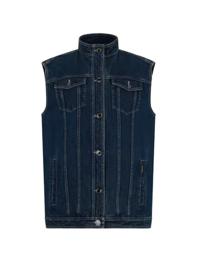Moorer Eureka-p Sleeveless Denim Vest In Blue