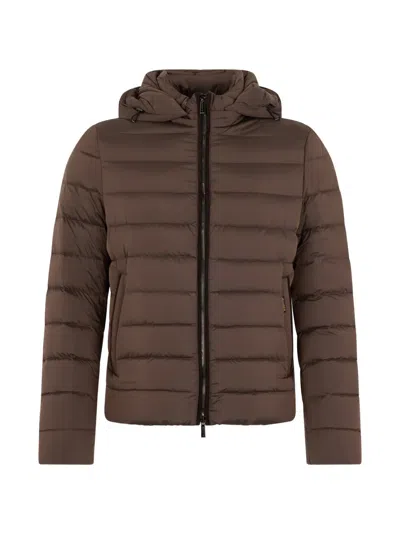 Moorer Eurico Hooded Padded Jacket In Brown