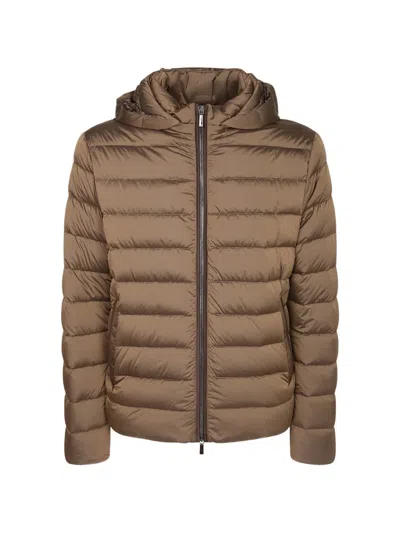 Moorer Eurico Quilted Hooded Jacket In Brown