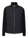Moorer Navy Blue Solid Mock Collar Jacket In Blue