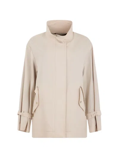 Moorer Evelyn-ep Zip-up Coat In Neutral