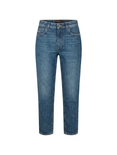 Moorer Faded-effect Jeans In Blue