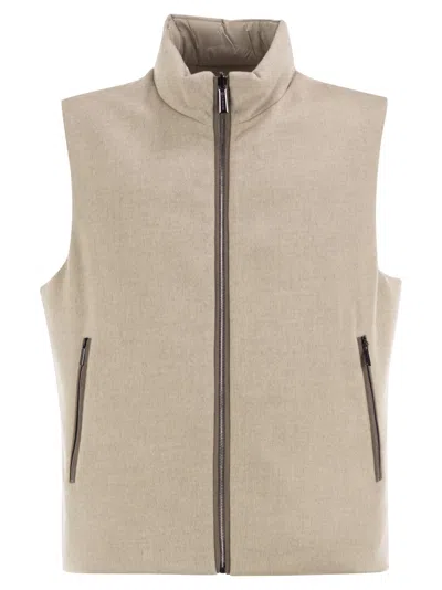 Moorer Falieri Ls9 Reversible Virgin Wool And Cashmere Gilet In Neutral