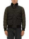 Moorer Quilted High Collar Jacket With Front Pockets In Green