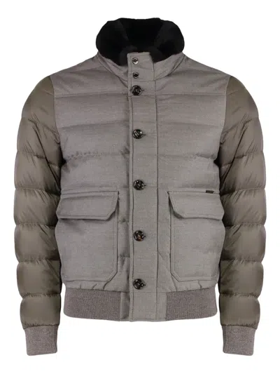 Moorer Fantoni Quilted Bomber Jacket In Gray
