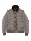 Moorer Quilted Puffer Jacket With Smooth Fabric Panels In Gray
