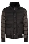 Moorer Quilted High Collar Jacket With Front Pockets In Militare Fumo