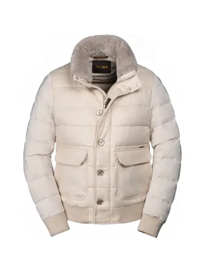 Moorer Fantoni-y1 Padded Removable-collar Jacket In Neutral