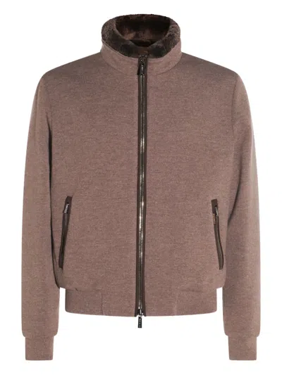 MOORER FAUX-FUR COLLAR ZIP-UP JACKET