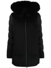 Moorer Medium-length Fresia Down Jacket With Hood And Fur In Black