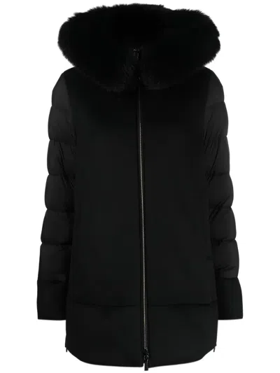 MOORER FAUX-FUR TRIM PUFFER JACKET